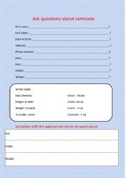 English Worksheet: Speak about yourself and someone else