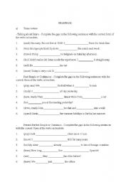 English Worksheet: Tense review