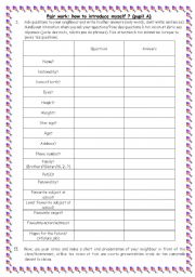 English Worksheet: Pair work: Getting to know one another (pupil A)