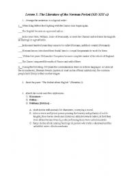 English worksheet: The Literature of the Norman Period (XII-XIII c.)