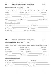 English Worksheet: Present continuous exercises