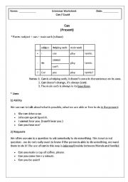English Worksheet: can/could