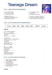 English Worksheet: Katy Perry - Teenage Dream