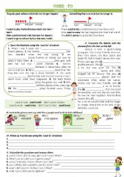 English Worksheet: USED TO - Grammar guide+exercises