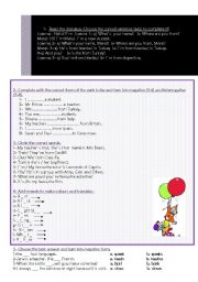 English Worksheet: Present simple, verb to be