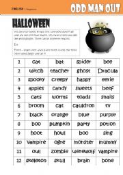 English Worksheet: Odd One Out -HALLOWEEN