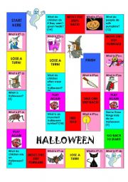 English Worksheet: Halloween Boardgame