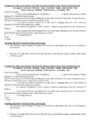 English Worksheet: Letter of Application_Translation