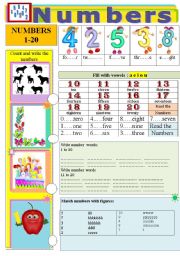 English Worksheet: Numbers 1 to 20