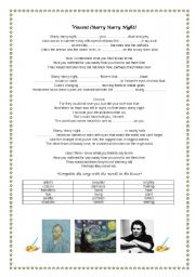 English Worksheet: Vincent (Starry, Starry Night) - Don McLean - Art vocabulary