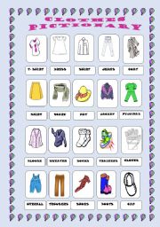 English Worksheet: Clothes pictionary