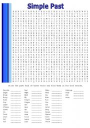 English Worksheet: Simple Past - Word Search