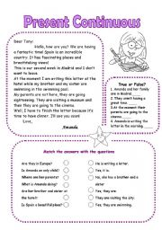 English Worksheet: present Continuous
