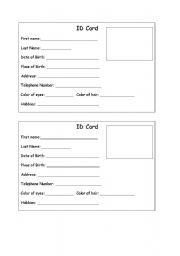 English Worksheet: ID card