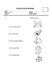 English Worksheet: Sea animals and colors