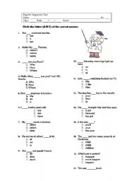 English Worksheet: Diagnostic Test 3rd level