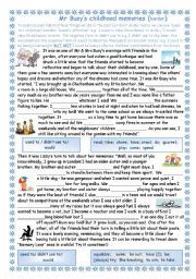 English Worksheet: Mr Busy thinks back to his childhood (used to /would) - harder version