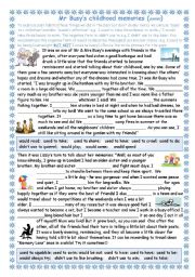 English Worksheet: Mr Busy thinks back to his childhood (used to /would) - easier version