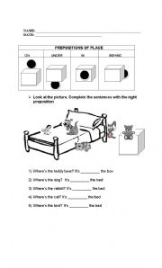 English Worksheet: PREPOSITIONS