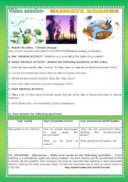 English Worksheet: VIDEO SESSION- CLIMATE CHANGE