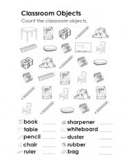 English Worksheet: Classroom Objects