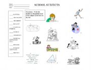 English Worksheet: School Subjects