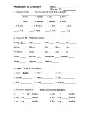 English Worksheet: diagnostic