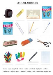 English worksheet: school objects vocabulary