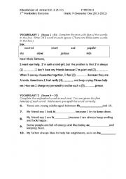 English worksheet: adjectives vocabulary