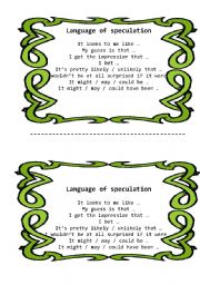 English worksheet: Language of Speculation