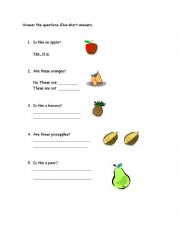 English Worksheet: fruits