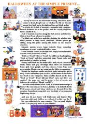 English Worksheet: Halloween at the simple present