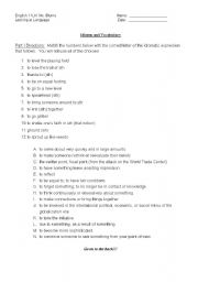 English Worksheet: Quiz of Idiomatic Expressions