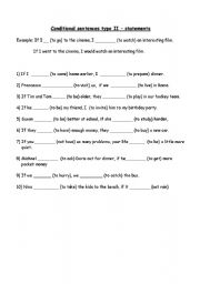 English worksheet: Conditional  Sentences type II