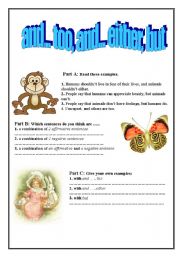 English Worksheet: Grammar: and..too, and..either, but