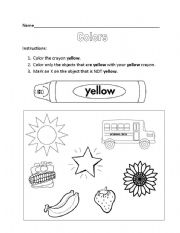 English Worksheet: Color Worksheet: Yellow