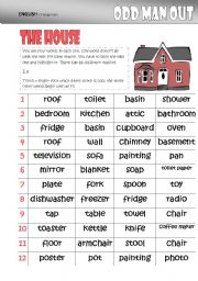 English Worksheet: Odd One Out -THE HOUSE