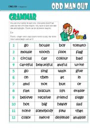 English Worksheet: Odd One Out -GRAMMAR