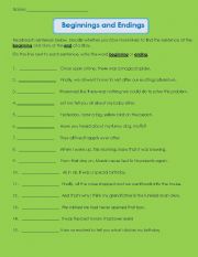 English Worksheet: Beginnings and Endings