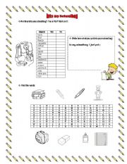 English worksheet: Into my Schoolbag