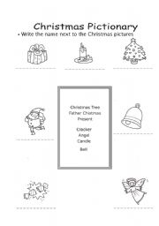 English Worksheet: Christmas Pictionary