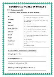 English Worksheet: Round the World in 80 days- Reader