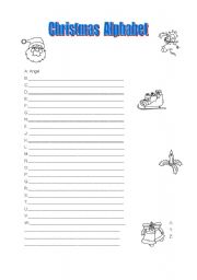 English Worksheet: Christmas Alphabet