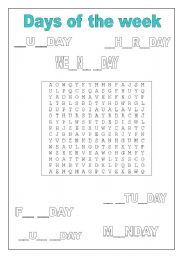 English Worksheet: Days of the week