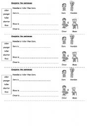 English Worksheet: comparative adjectives