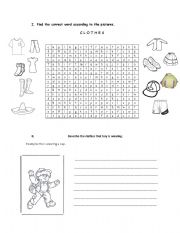 English worksheet: Word serch about clothes