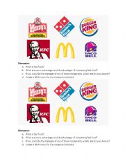 English Worksheet: Fast Food Restaurants