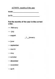English Worksheet: Months of the year