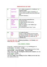 English Worksheet: Time Prepositions Poster