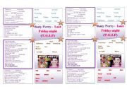 English Worksheet: Kary Perry - last fridy night song activity